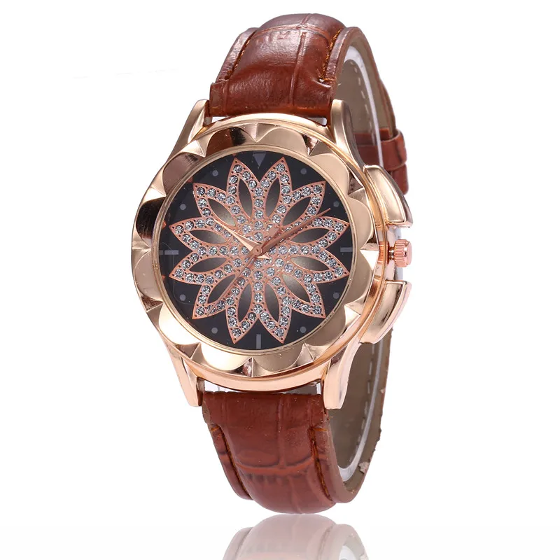 Luxury Brand Women Rose Gold Watches Fashion Casual Girls Rhinestone Dress Watch Leather Quartz Relogio Feminino Clock | Наручные часы