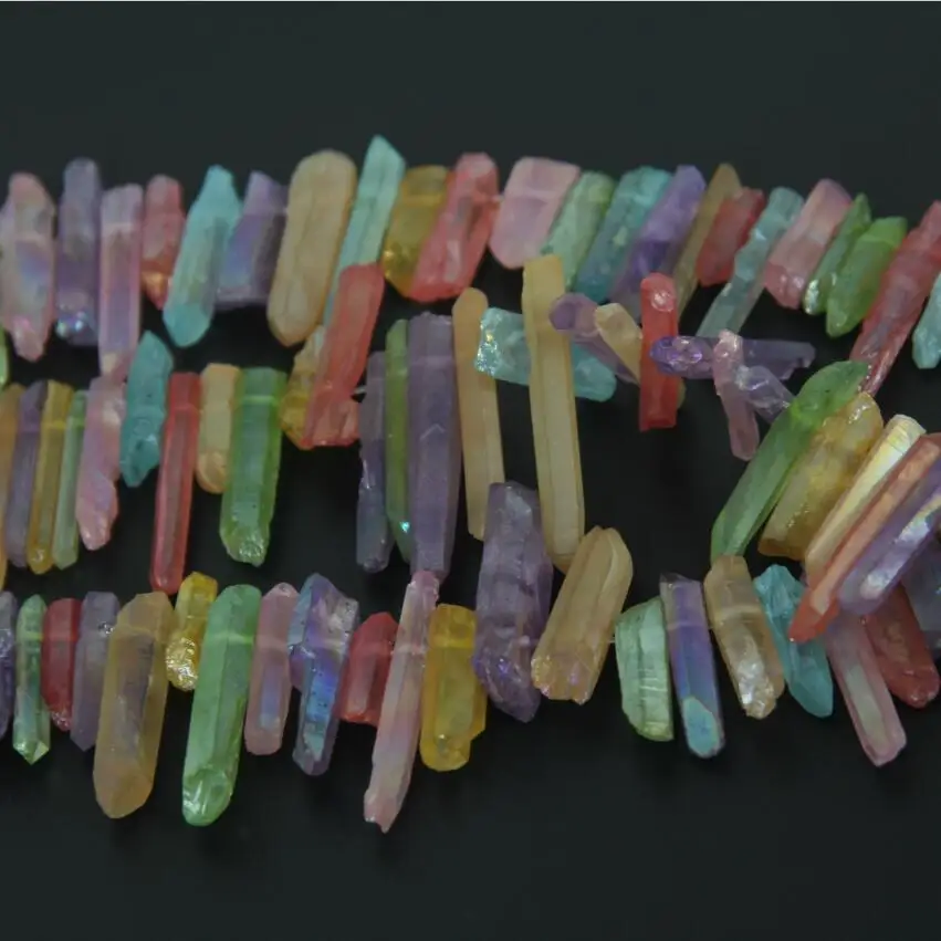 Мистический титановый абразивный кварцовый топ с кристаллами кулоны