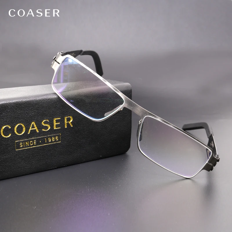 Очки Мужские квадратные из нержавеющей стали для коррекции зрения по рецепту при