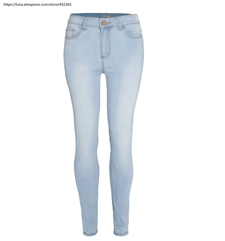 Джинсы женские повседневные с высокой талией тонкие эластичные синие 34-44 большой