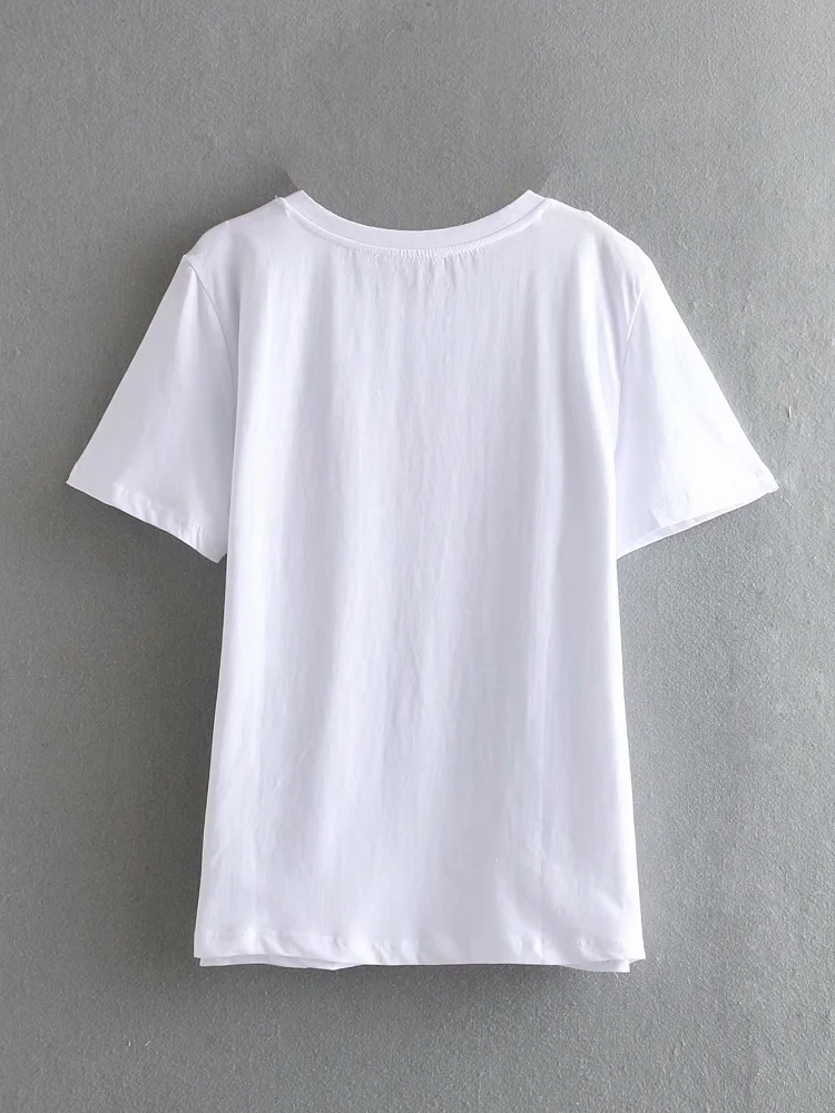 Модная женская белая футболка с принтом в европейском и американском стиле