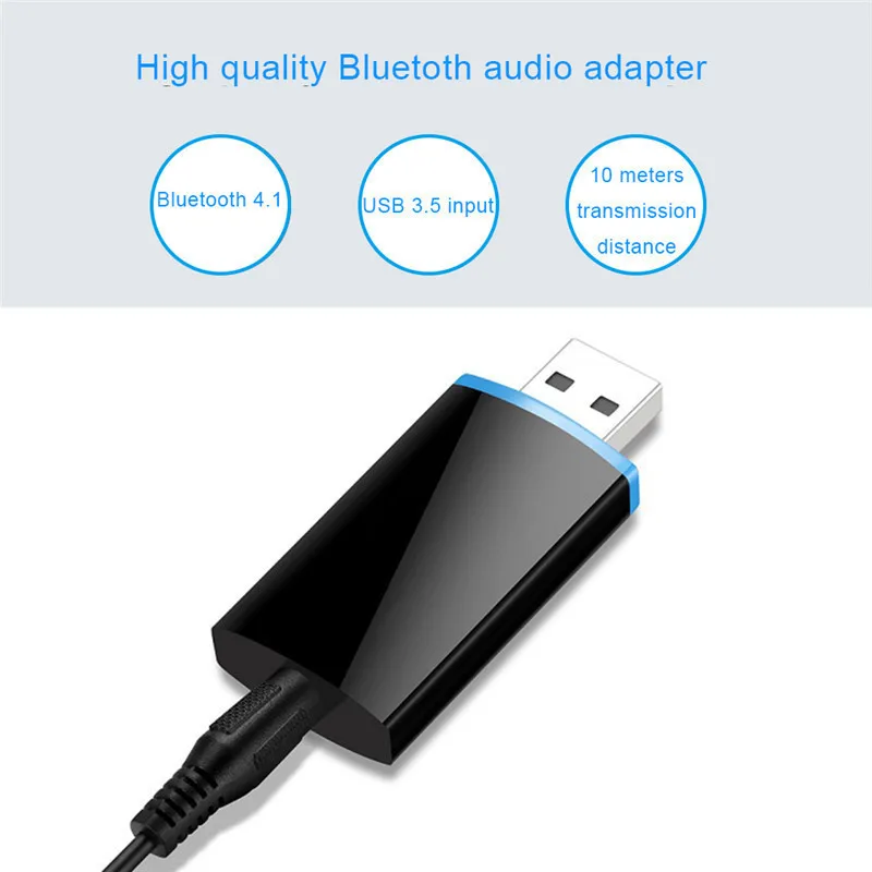 Мини Беспроводной 4 1 USB Bluetooth приемник аудио A2DP 3 5 мм кабель черный передачи