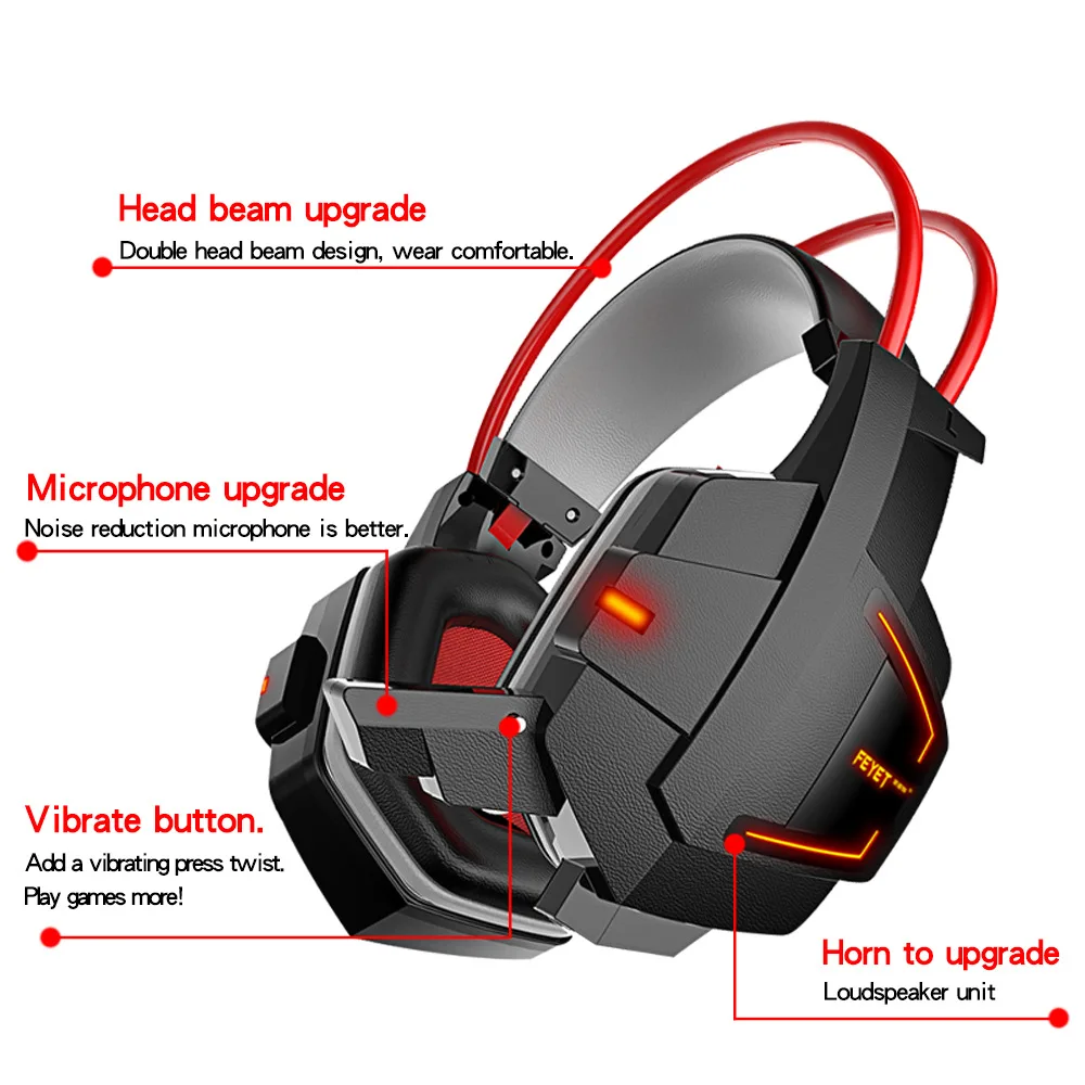 V2D Шум снижение светодиодный свет Gaming Headset HD стерео бас большой наушники С