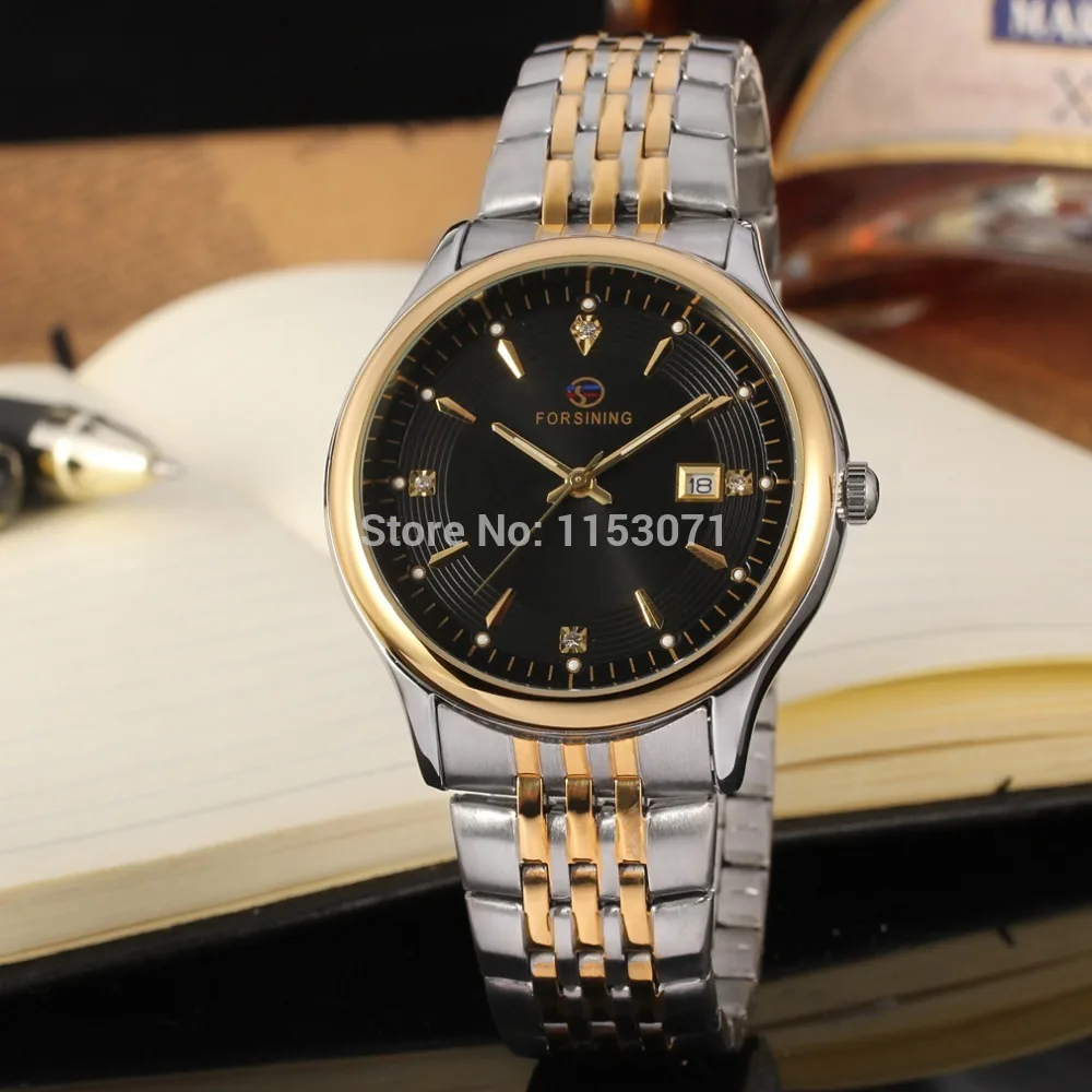 Часы мужские Кварцевые черные с браслетом из нержавеющей стали в оригинальной