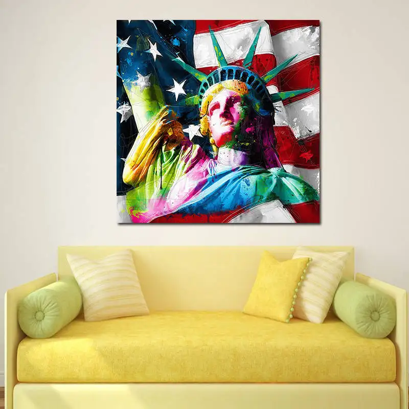Живопись для домашнего декора американский флаг и Статуя Свободы холст живопись