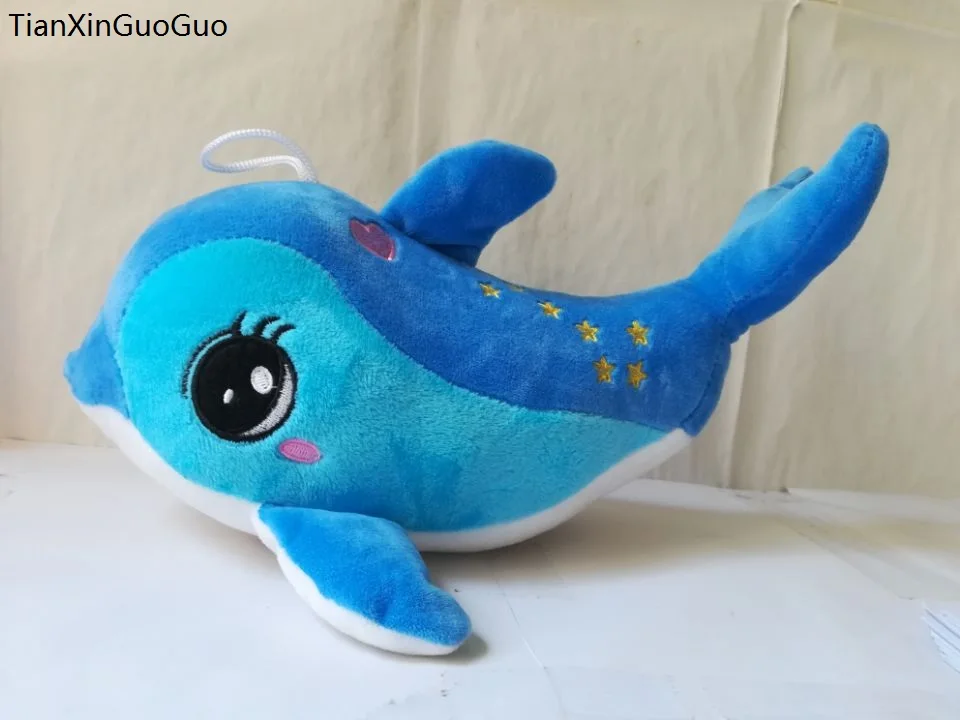 

about 32cm blue dolphin plush toy lovely stars dolphin soft doll kid's toy Christmas gift b1468