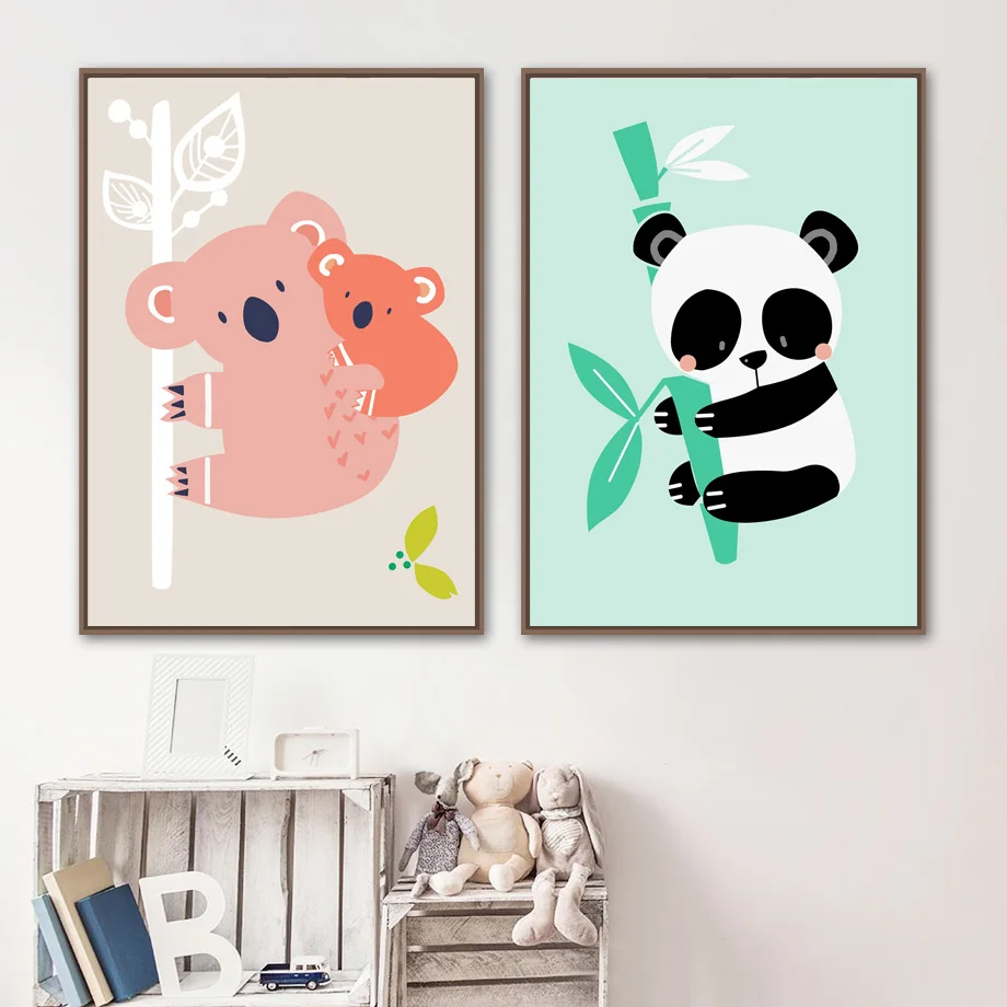 Мультяшная Панда Коала Картина на холсте скандинавские плакаты и принты