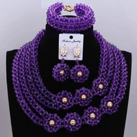 dudo store jewellery set purple gold white fine jewelry sets for women 4 rows crystal beads made african weddings set