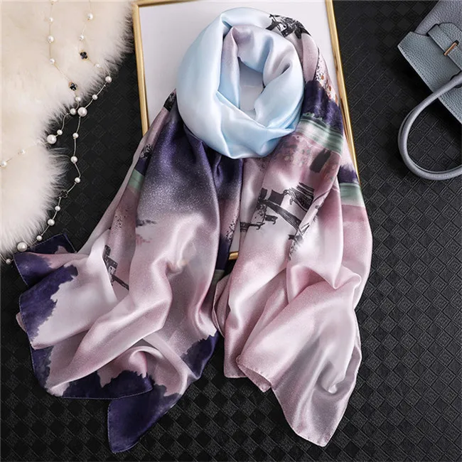 F307pink Элитный бренд Для женщин шелковый шарф, Пляжный платок и эко-шарф хиджаб Обёрточная бумага Дизайнерские шарфы для женщин женская накидка для пляжа бандана - Цвет: F307pink