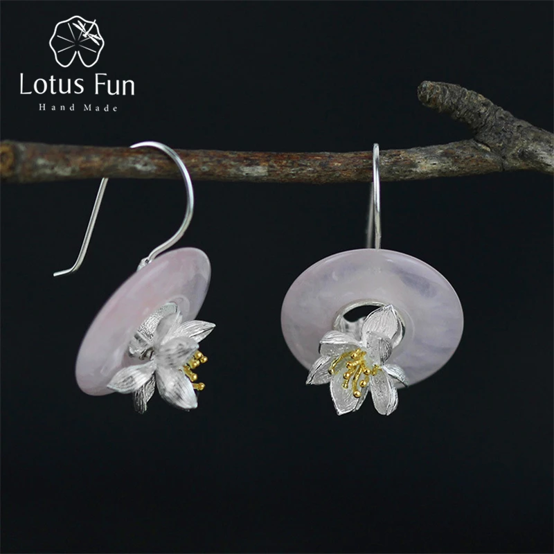 Lotus Fun реальные 925 серебро Натуральный камень творческий ручной Ювелирные