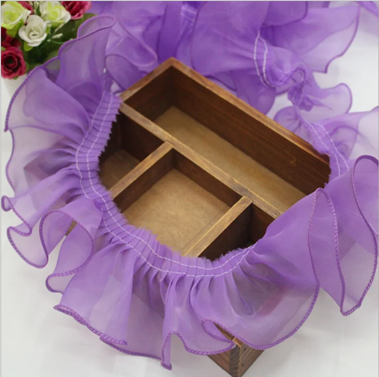 5 ярдов/партия органза с оборками и жемчугом|lace trim|sewing accessorieslace fabric |