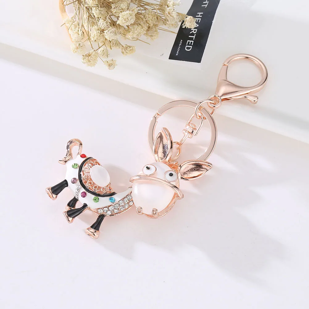 Lovely Donkey Keyring Alloy Rhinestone Keychain Car Purse Bag Buckle HandBag Pendant Charm Key Chains Fine Jewelry Gift @M10 | Украшения и