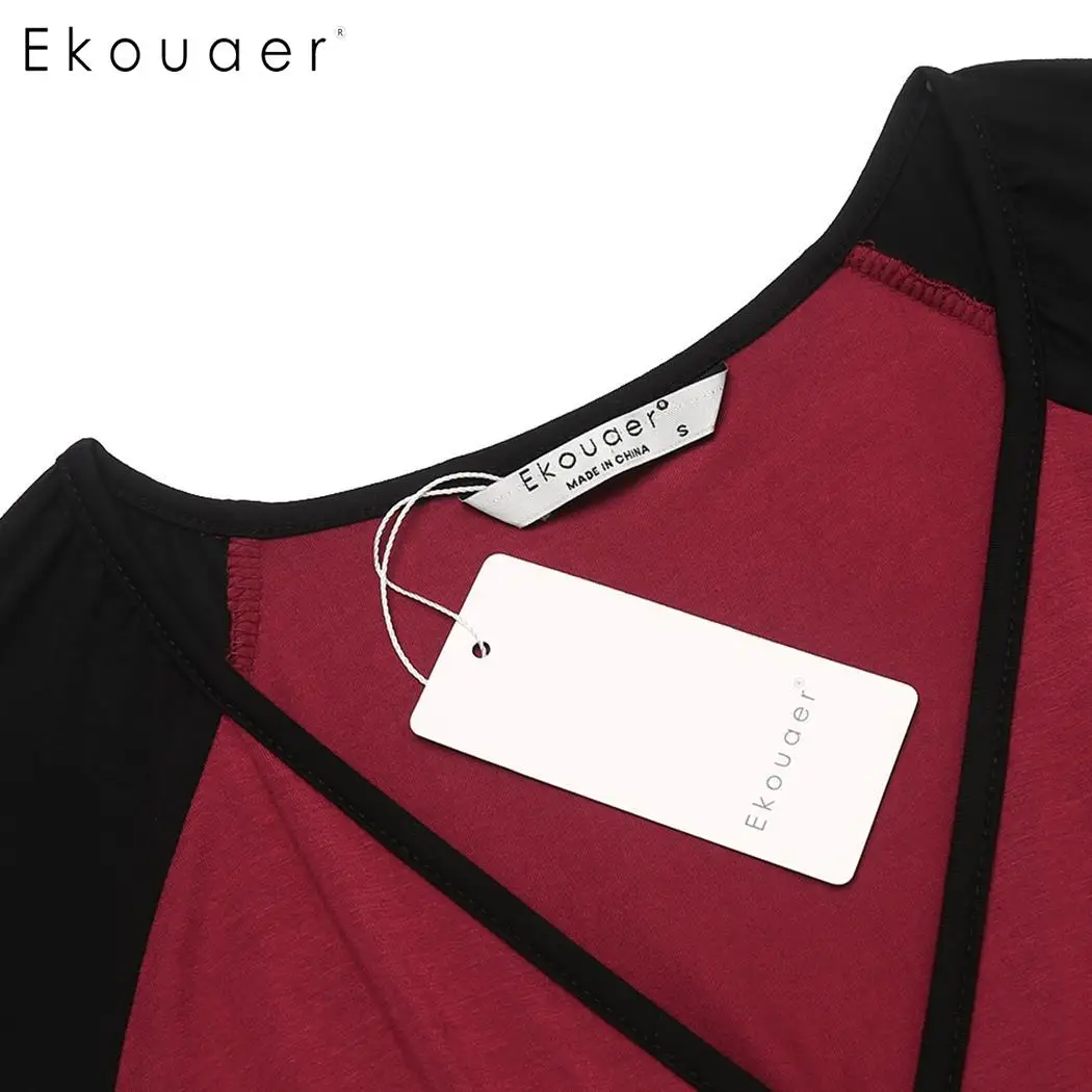 Ekouaer повседневное летнее Ночное платье удобная Ночная сорочка с короткими