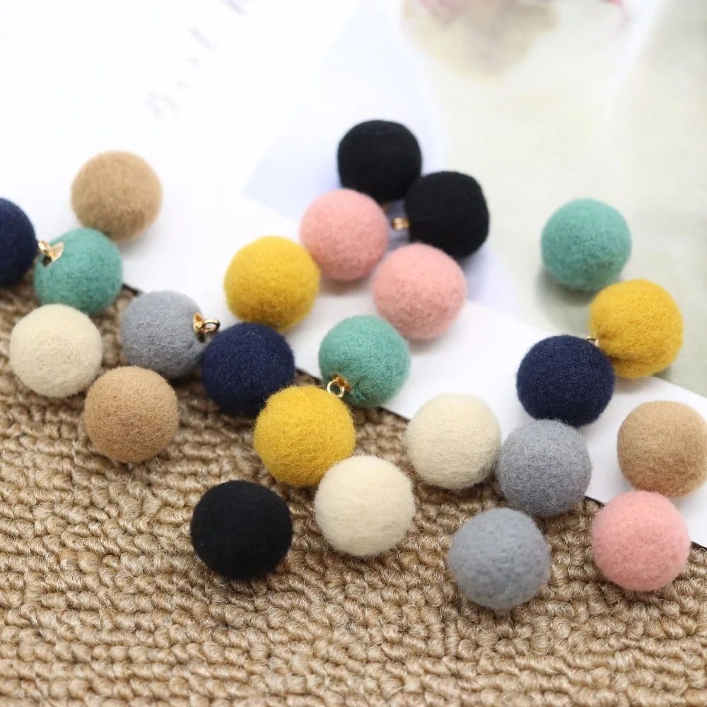 

SEA MEW 50 PCS 15mm Fashion Metal Alloy Plush Ball Pendant Charm For Jewelry Making