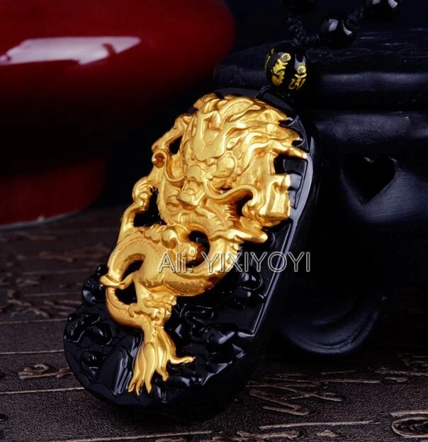 Прямая поставка красивый ручной работы натуральный черный обсидиан + 18K ТВЕРДОЕ