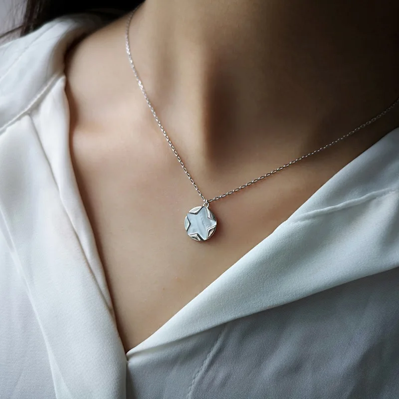 Ожерелье из стерлингового серебра 925 пробы с пятиконечной звездой для женщин и