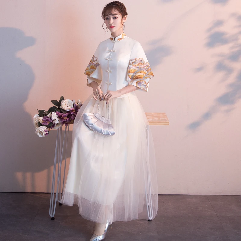 Women Flower Qipao Elegant Vintage Chinese Traditional Mandarin Collar Cheongsam Sexy Wedding Bridesmaid Dress Plus Size | Свадьбы и