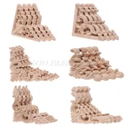 4 шт.компл. деревянная резная угловая накладка аппликация Неокрашенная рамка наклейка для домашнего декора Мебели 6x6 см Прямая доставка