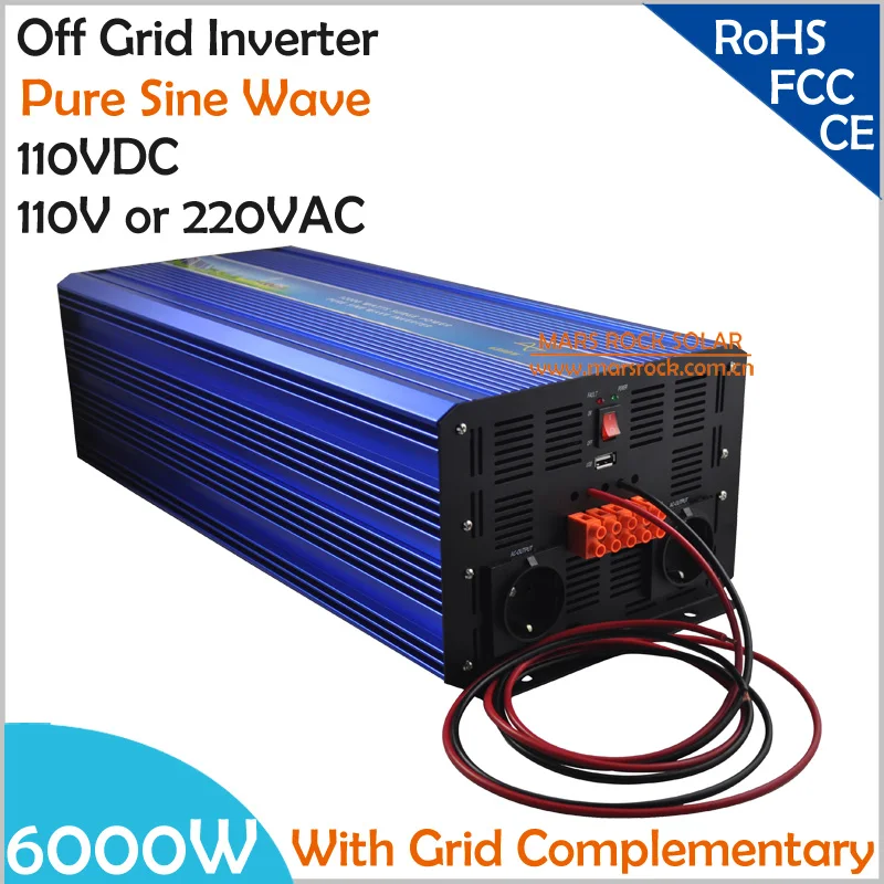 6000 Вт DC110V OffGrid чистая Синусоидальная волна солнечный или ветряной инвертор
