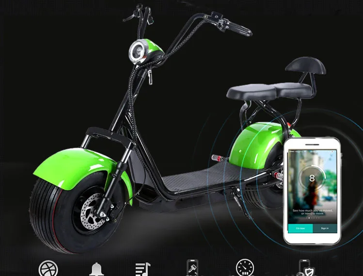 

Adult Citycoco Electric Scooter bicycle 1500w 12A/20A Lithium with HD Bluetooth audio and 9.5 Inch Tire LCD handle Double seat