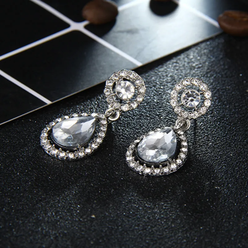 Женские длинные серьги капельки e0252 в классическом стиле|weddings earings fashion jewelry|crystal