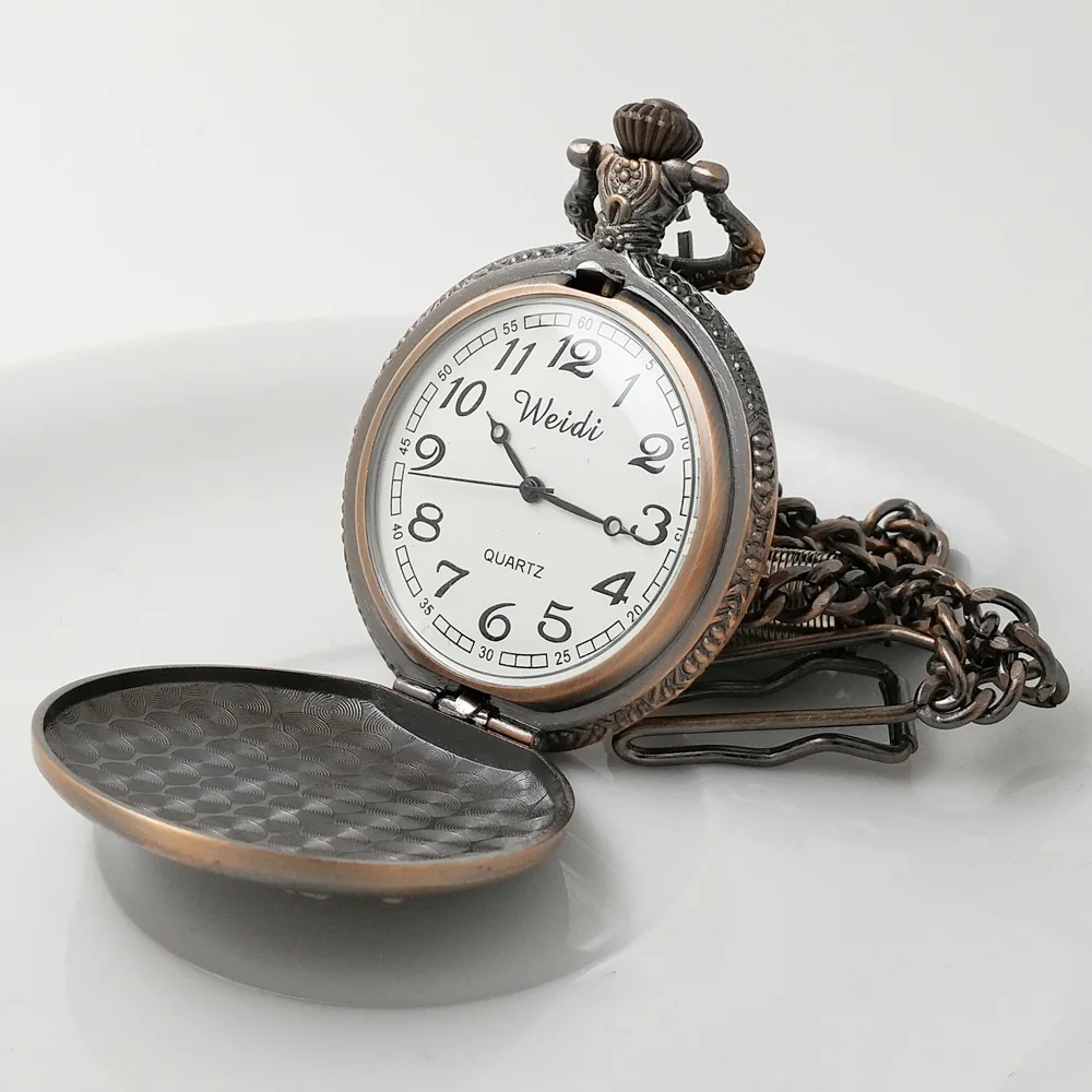 Античная Бронза Год Сбора Винограда Кварцевые карманные часы Мужские Карманные