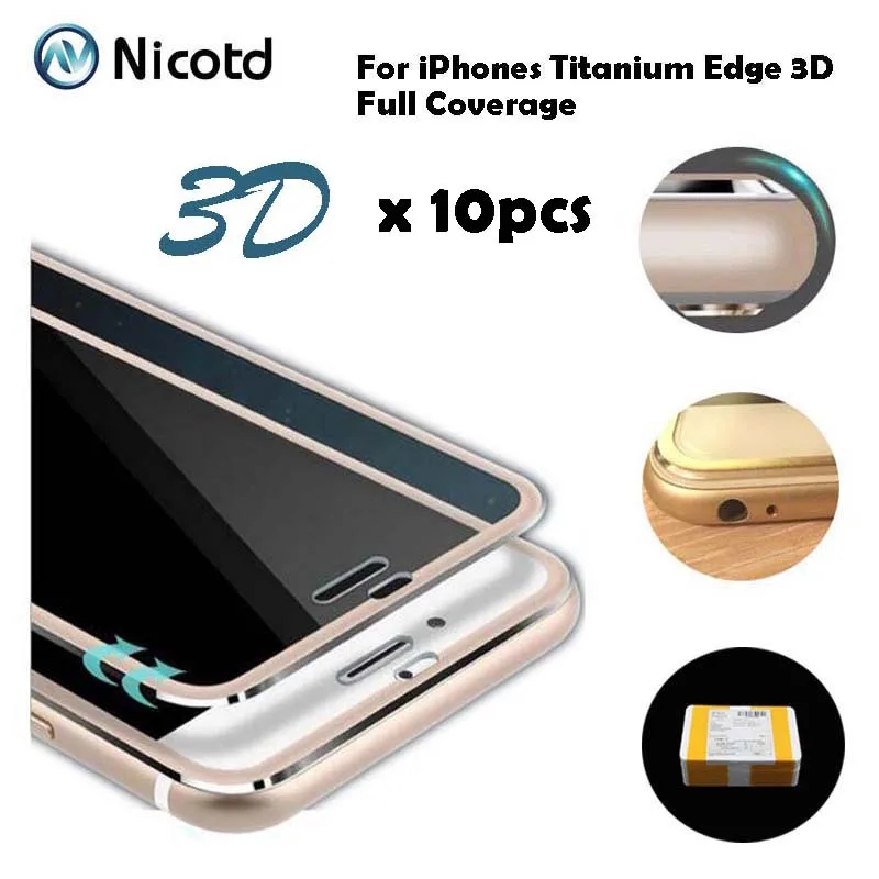 Изогнутое закаленное стекло 3D 10 шт./лот полное покрытие для iPhone 8 7 Plus титановая
