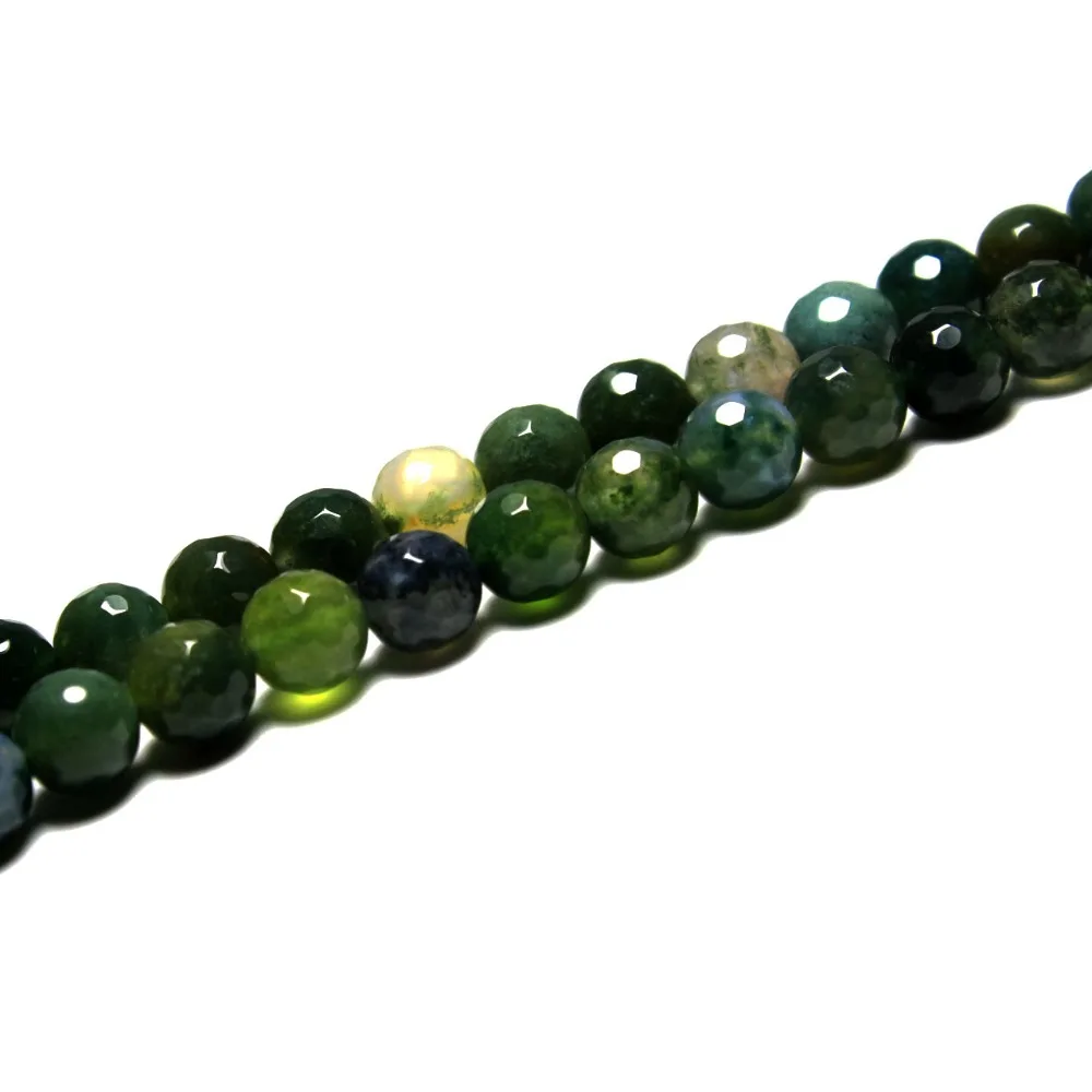 Оптовая продажа круглые бусины AAA + из натурального камня агата с граненым Мохом