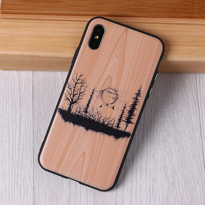 Имитация дерева чехол для 11 Pro Max XR 7 7Plus 8 8Plus X XS Max 3D рельефный Винтажный стиль телефонные чехлы крышка Капа Fundas - Цвет: 18