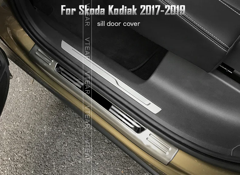 Vtear для Skoda Kodiaq шкода кодиак аксессуары Накладка на порог, защита для салона автомобиля, защита от потертостей, Накладка для автомобиля, аксессуары для стайлинга, декоративная отделка