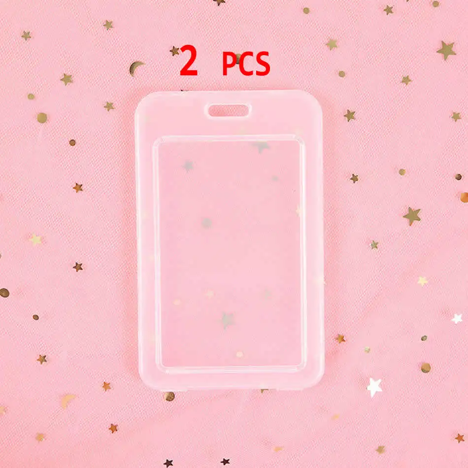 2PCS Прозрачный Простой банковский кредитный ID держатель для карт Чехол женский дорожный банк автобус Кредитная карта брелок для ключей, держатель для карты кошелек цепь - Цвет: 2PCS