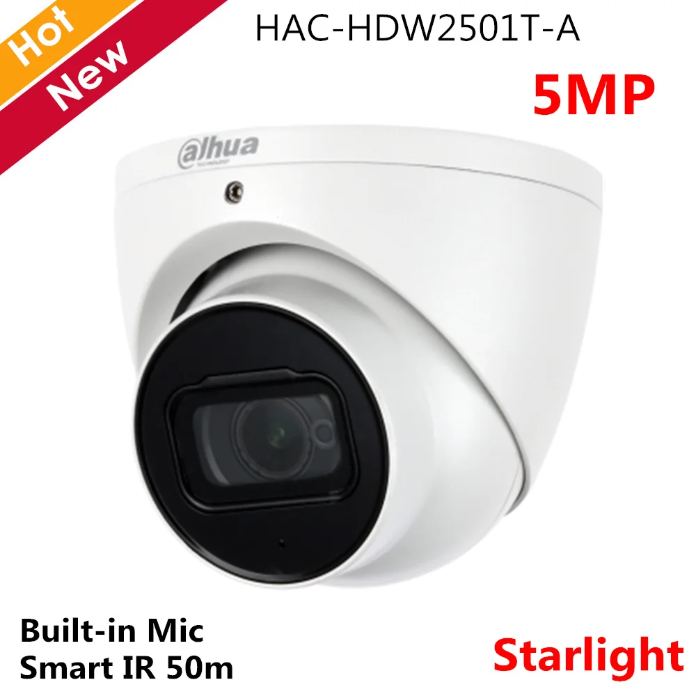 5MP Dahua Крытый камера HDCVI HAC-HDW2501T-A Встроенный микрофон 3,6 мм объектив с фиксированным фокусным расстоянием камера видеонаблюдения IR Камера камера видеонаблюдения
