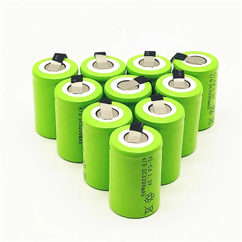 8/10/12/15/32PCS 4/5SC 1.2V Rechargeable Battery 3200mAh 4/5 SC Sub C Ni-CD Cell With Welding Tab For Electric Drill Screwdriver