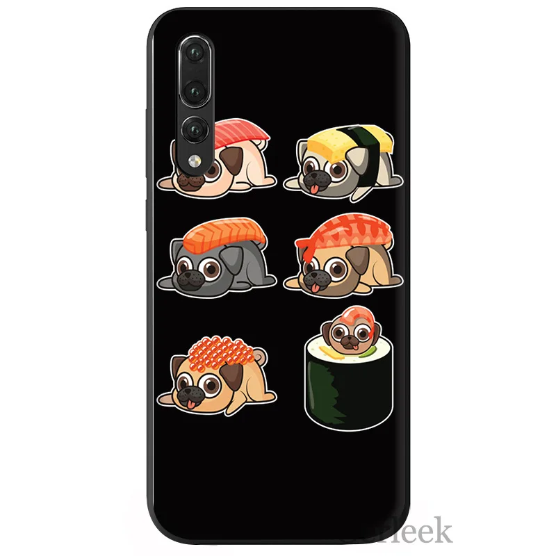 Мобильный телефон чехол Sushi Pug новинка Fundas для Huawei P Smart P30 P8 P9 P10 P20 Lite Pro