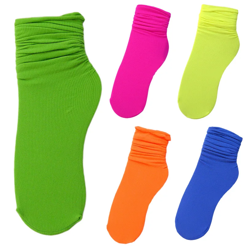 5 pairs Неоновые носки для женщин модная уличная одежда Harajuku Calcetines яркие цвета милые носки корейский стиль женские носки желтый оранжевый - Цвет: 5 pairs