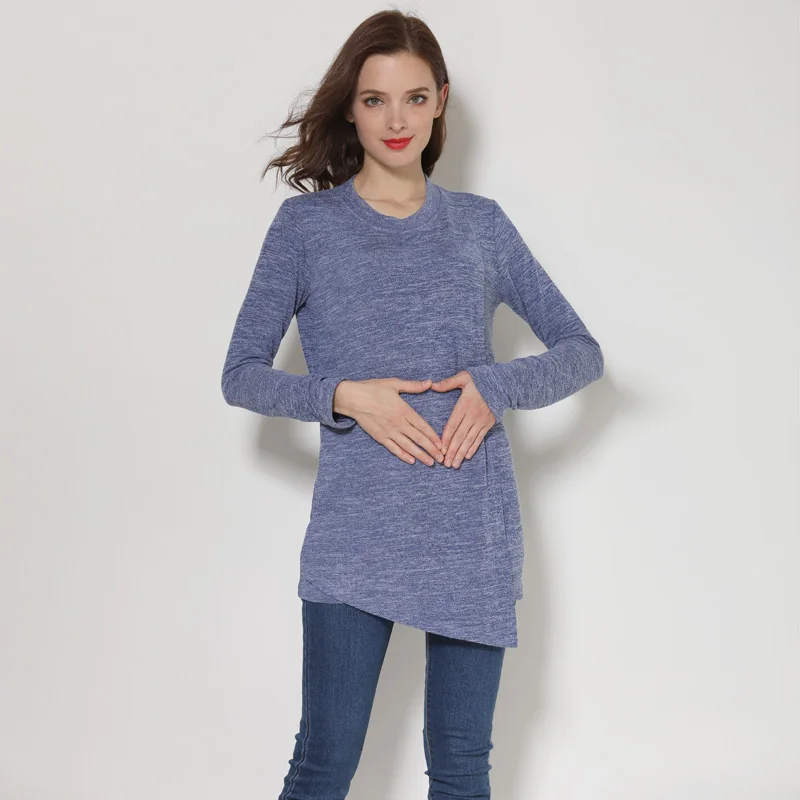 Emotion Moms/осенне-зимняя одежда для беременных с длинным рукавом для будущих мам, футболка для грудного вскармливания, Одежда для беременных женщин, топы для кормящих мам