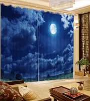 2017 New Style 3D Living Room Curtains moon blue sky Curtains For Girls room boys room Window Bedroom Decoration