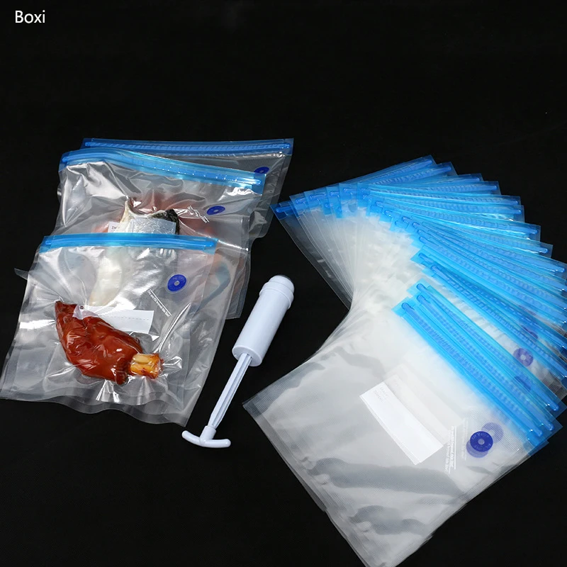 Многоразовый пищевой вакуумный компрессионный пакет Boxi с замком на молнии