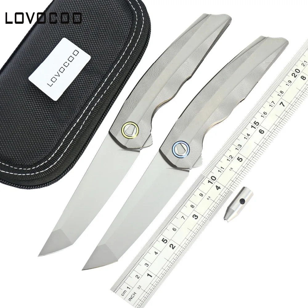 Складной нож LOVOCOO RUS RFT карманный D2 с титановой ручкой тактический охотничий