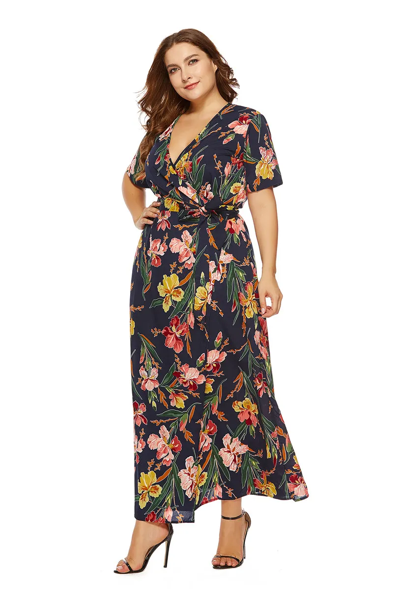 Женское богемное длинное платье Maxdiroo пляжное с глубоким v-образным вырезом