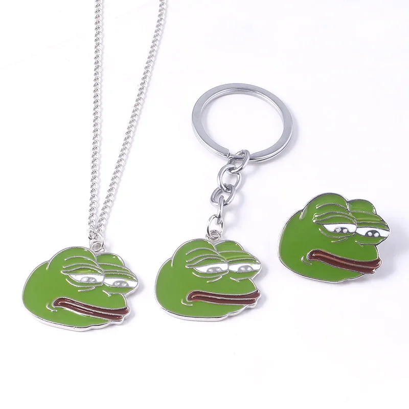 Забавная лягушка Пепе Подвески ожерелье s для женщин и мужчин Nternet Meme Sad Лягушка фигура ожерелье дети косплей ювелирные изделия - Окраска металла: set