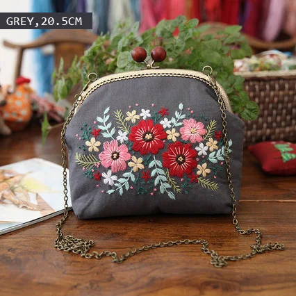 grey 20.5cm Легкая вышивка DIY цветы сумки кошелек сумочка, Набор для вышивки крестом для начинающих Рукоделие Шитье ремесло подарки другу - Цвет: grey 20.5cm