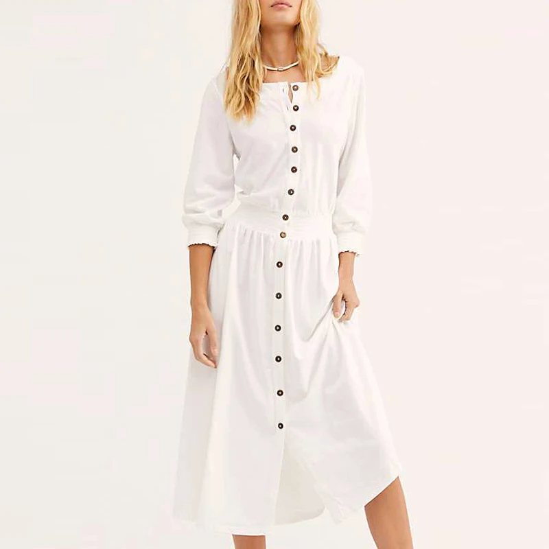 2019 Summer Long Dress Solid Color Casual Slim Tunic Maxi Women Evening Party Sundress Vestidos De Festa | Женская одежда