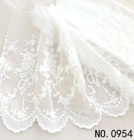 

New Lace wholesale 5 Yard/lot Lace fabric DIY garment accessories beige white mesh flower embroidery lace fabric for lady dress