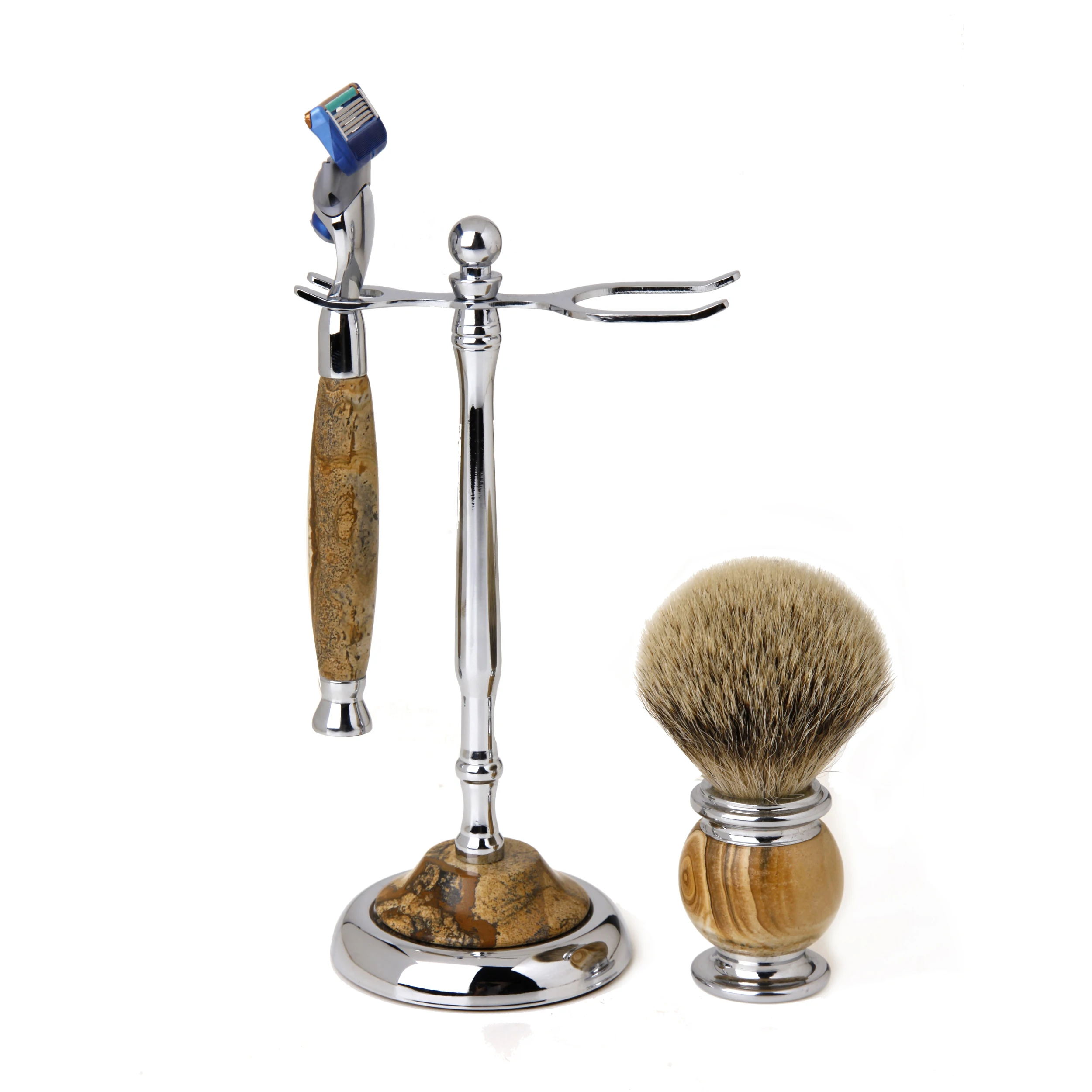 Men Shaving Sets Hair Removal Cleaning Shaving Brush+ Shaver Razor Holder Stand+ Resin Handle Razor Shaving Brush Set For Man