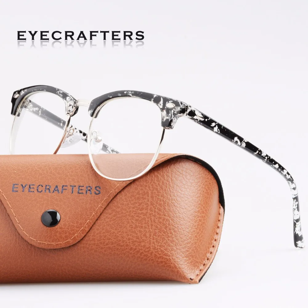 Eyecrafters Классическая полуободковая Женская Ретро оптическая оправа для очков