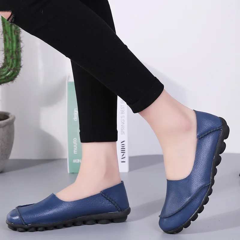MEMUNIA/Большие размеры 35-44; новые женские туфли из натуральной кожи на плоской подошве с круглым носком; женские повседневные лоферы; женские оксфорды без шнуровки
