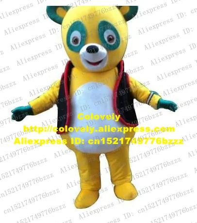 Vivid Yellow Agent Oso Bear Mascot Costume Adult Size With Blue Small Gloves Round White Belly Black Nose No.4313 Free Sh | Тематическая