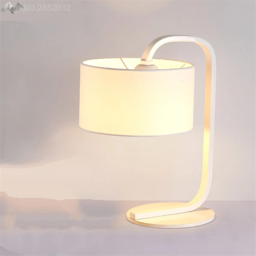 American simple fabric lampshade table light iron desk lamp for living room bedroom bedside eye protection home lighting fixture | Освещение