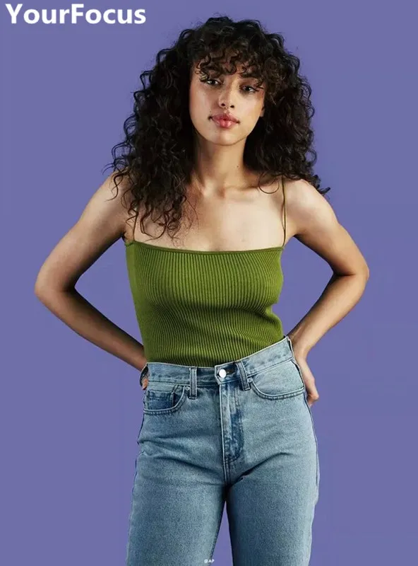 Винтажный сексуальный трикотажный кроп топ в стиле ретро карамельных цветов